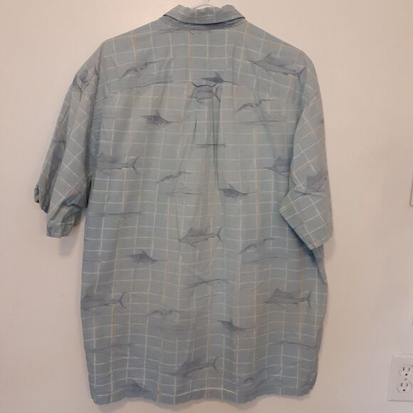 Columbia Shirt Mens XL River Lodge Button Up Blue All Over Fish Print Camp AOP - Picture 5 of 8
